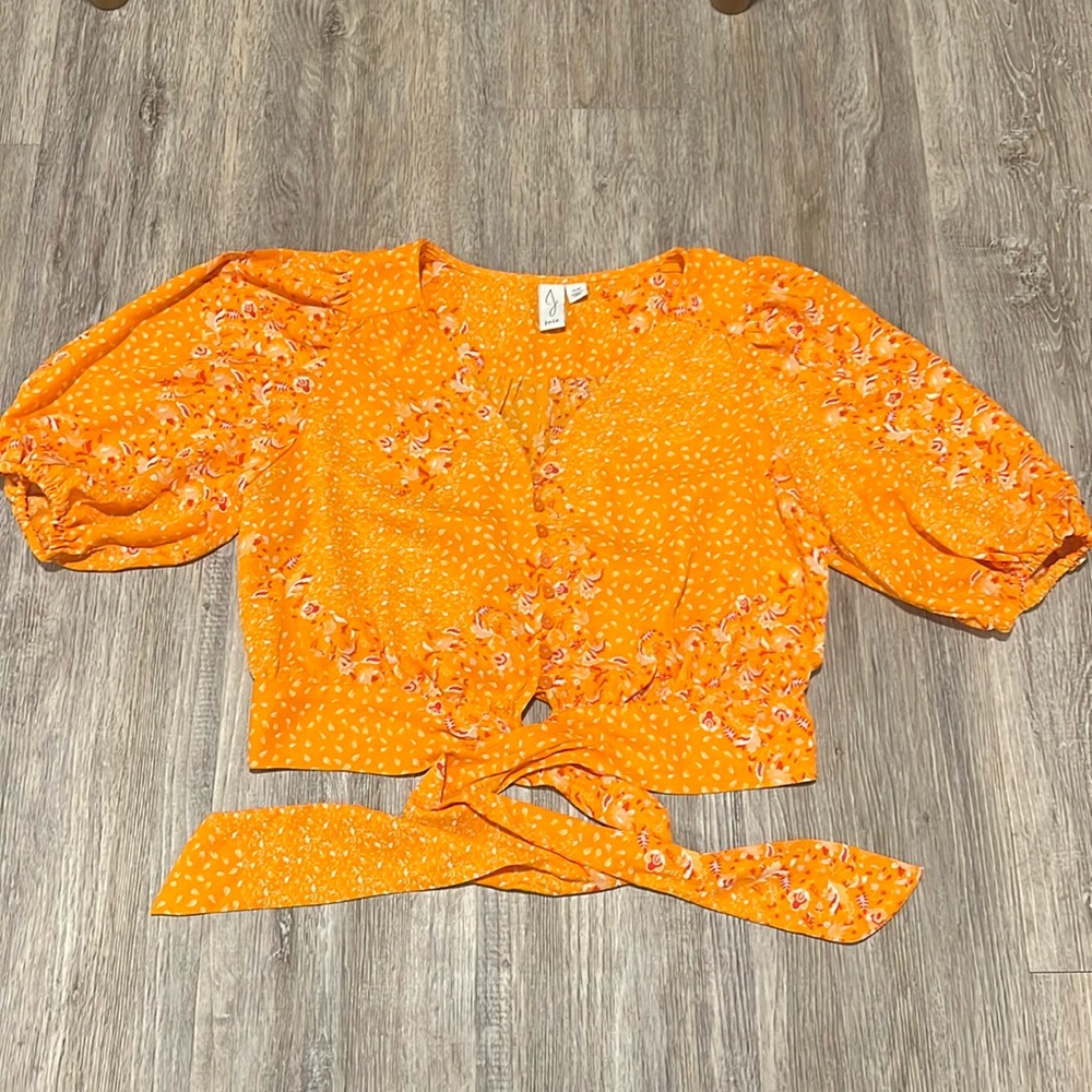 Joie Floral Button Up Crop Top With Tie Front